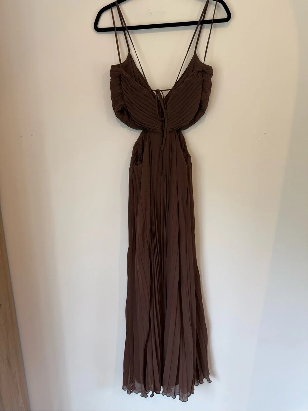 Abercrombie & Fitch Brown Pleated Cutout Maxi Dress